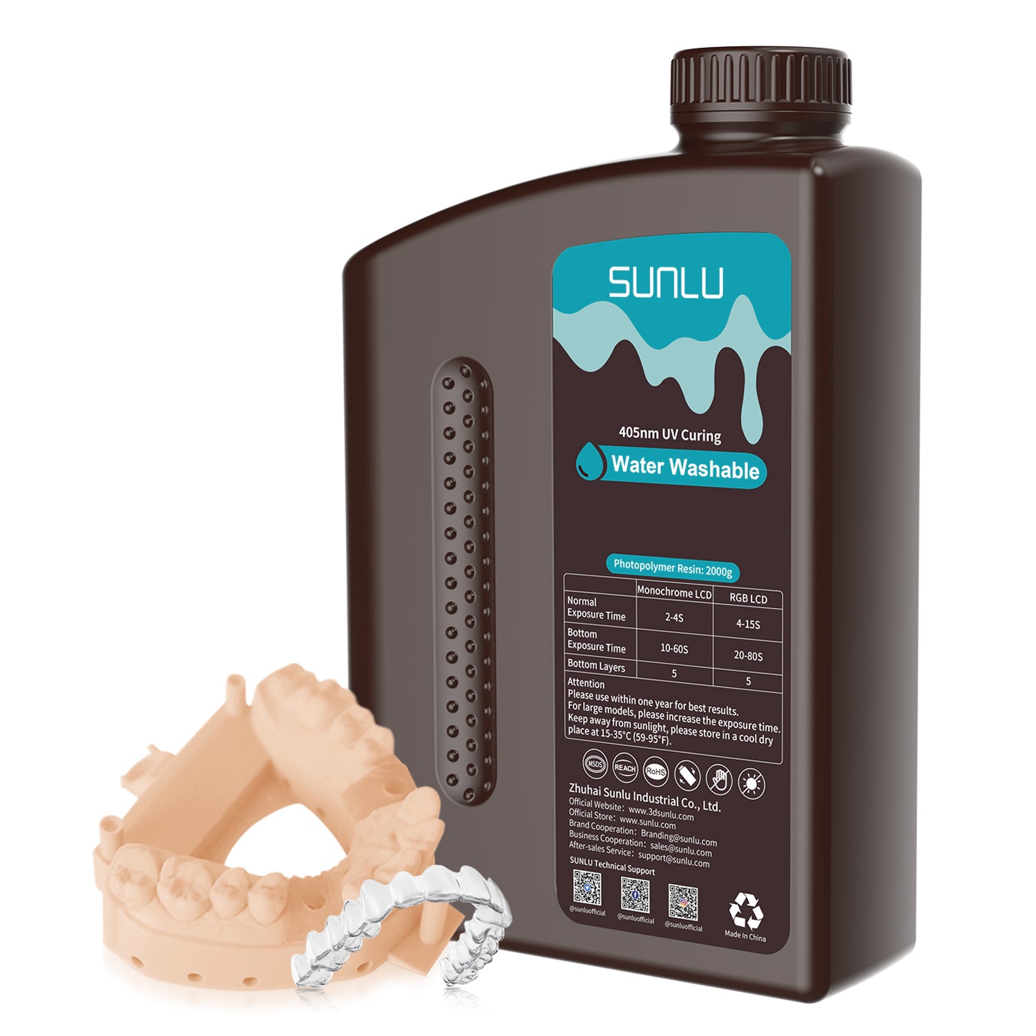 SUNLU Standard Resin and Water Washable Resin 3D Printer Resin 2000g | Photopolymer Resin Europe(Except UK) / Standard Resin / Black