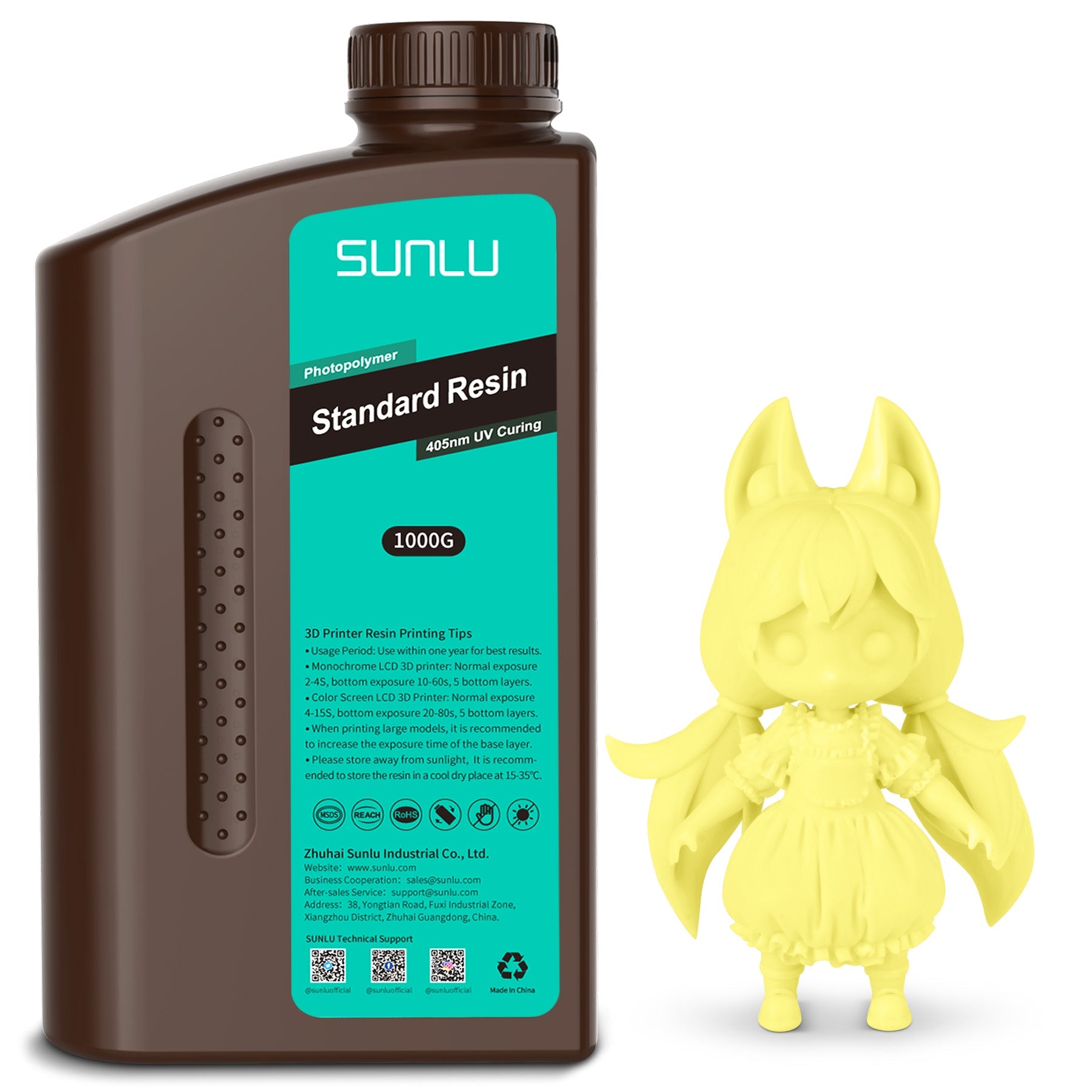 {Clearance Sale} SUNLU Standard Resin. Plant Based, High-Tough Resin, ABS-Like, Water Washable Resin 1KG/Bottle