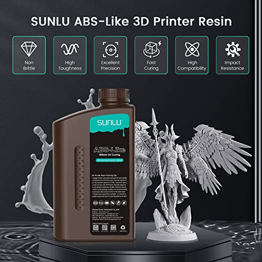  SUNLU 1000G ABS Like Resin for 3D Printer, 405nm UV Curing  Photopolymer Rapid 3D Resin for 2K 4K 6K 8K LCD/DLP/SLA 3D Printers,  Non-Brittle & High Precision & Low Shrinkage, 1KG