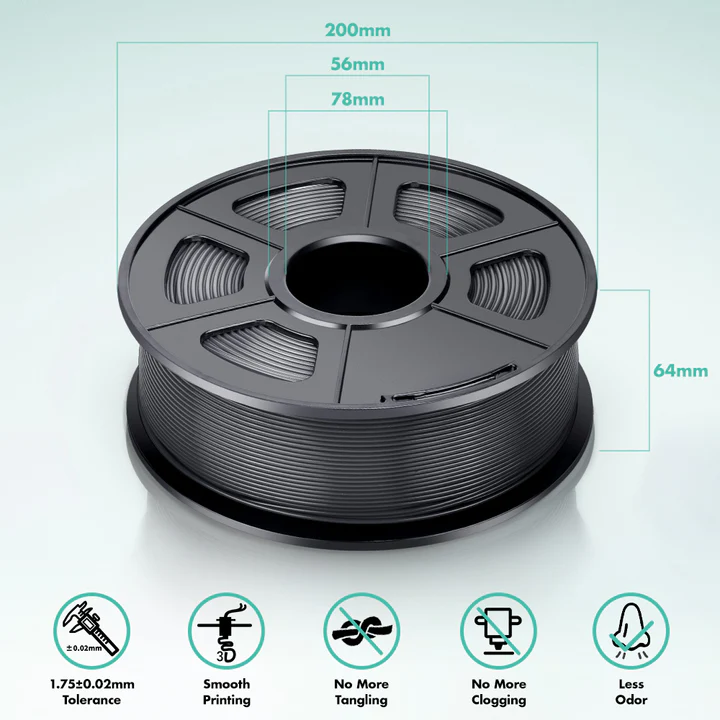 Black PETG Filament - 1.75 mm (3KG)