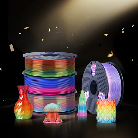 [MOQ: 3KG] PLA, SILK, PETG Rainbow Filament 3D Printer Filament 1KG