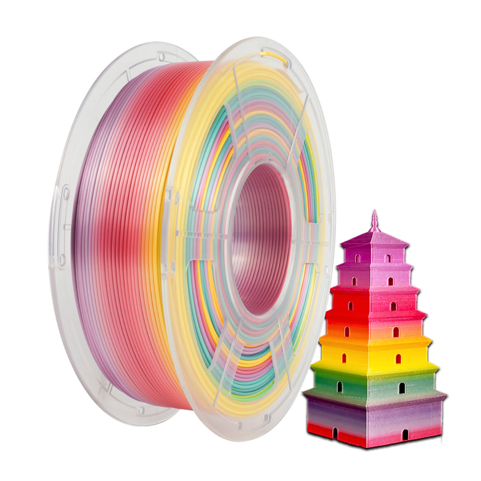 Upgraded SILK Rainbow(8Meters Color Change Length) 3D Printer Filament 1KG