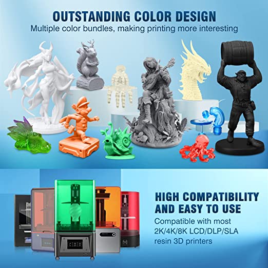 ELEGOO Résine Standard pour Imprimantes 3D LCD UV 405nm Résine  Photopolymère Rapide, Gris 1000G –